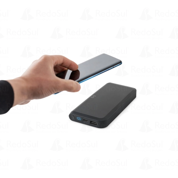Bateria portátil personalizada em ABS reciclado com carregador por indução super-rápido 
